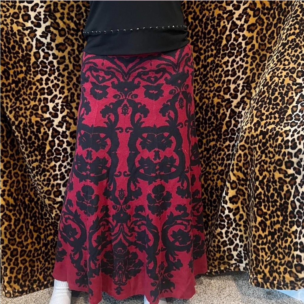 Soft Surroundings Brown and Black A-Line Midi Skirt